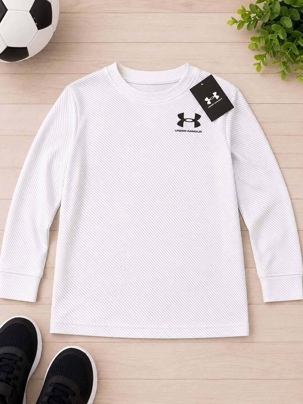 Under Armour White Long-Sleeve Performance Tee for Kids